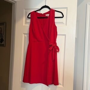 LOFT Red Sleeveless Wrap Midi Dress NWT